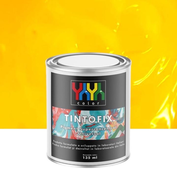 Pigment Galben Superconcentrat, Acrilic, pentru Vopsele si Finisaje Decorative, 135 ml – Tintofix, YaYa Color