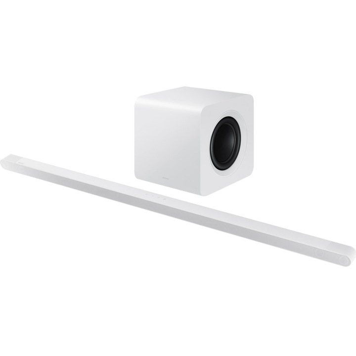 Soundbar Samsung HW-S801D, 3.1.2, 330W, Bluetooth, Wi-Fi, Безжичен субуфер, Dolby Atmos, Бял