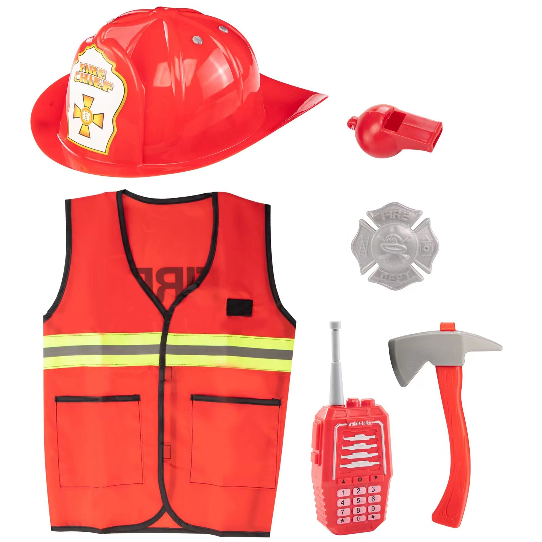 Casque De Pompier Rigide Pour Enfant - Déguisement Halloween, Anniversaire - Sangle Réglable, Look Réaliste