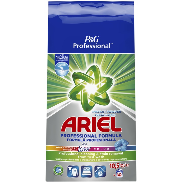 Ariel Professional Touch of Lenor Color mosópor, 140 mosás, 10,5 kg