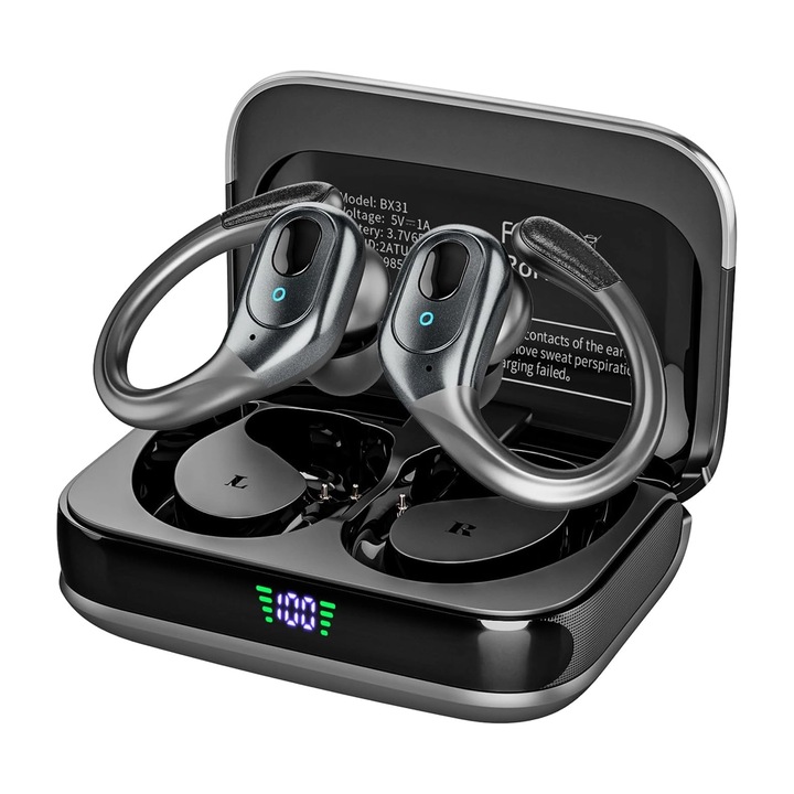 Безжични слушалки LUMAUDiO PulseFit, bluetooth, ipx7 водоустойчивост, 60 часа автономност, черен