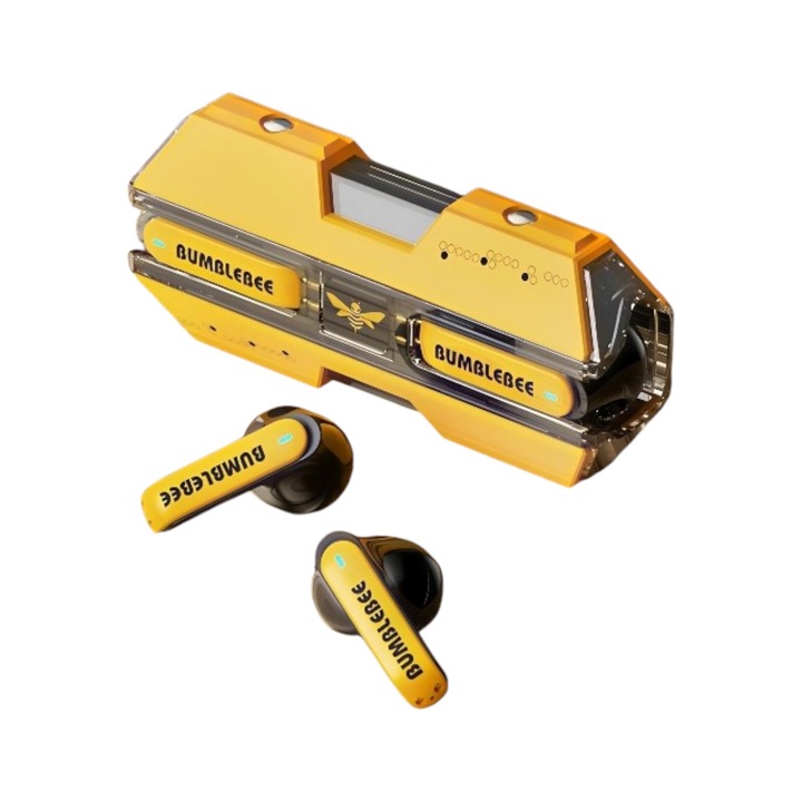Casti wireless bluetooth Transformers Battleship Yellow - TF-T01, culoare galben, in ear