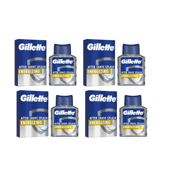 Set 4 x Gillette After Shave 100ml Energizer Splash Citrus, Efect Revirgorant, Formula Hidratanta, Fara Alcool, Hipoalergenic