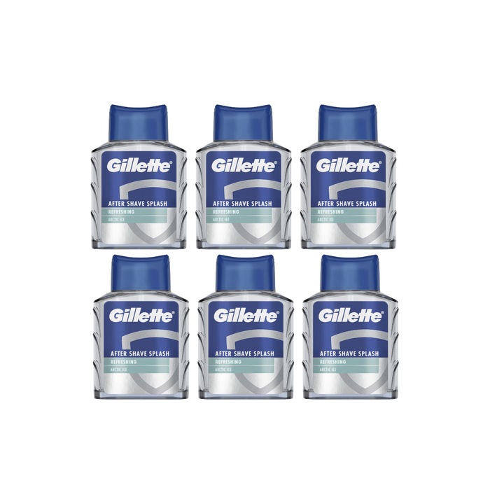 Set 6 x Gillette After Shave 100ml Refreshing Arctic Ice, Efect Revirgorant, Formula Hidratanta, Fara Alcool, Hipoalergenic