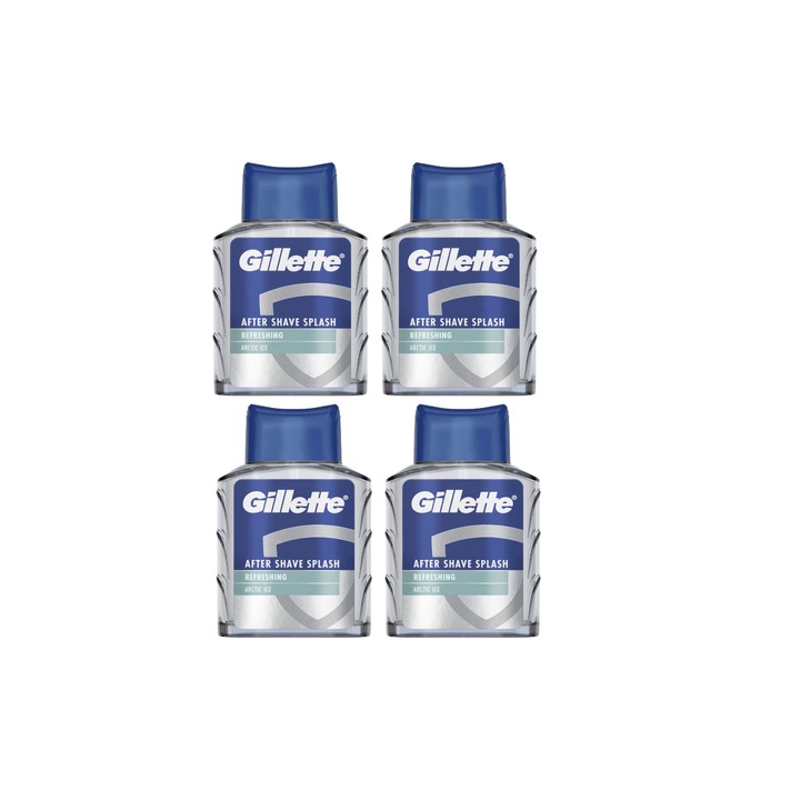 Set 4 x Gillette After Shave 100ml Refreshing Arctic Ice, Efect Revirgorant, Formula Hidratanta, Fara Alcool, Hipoalergenic