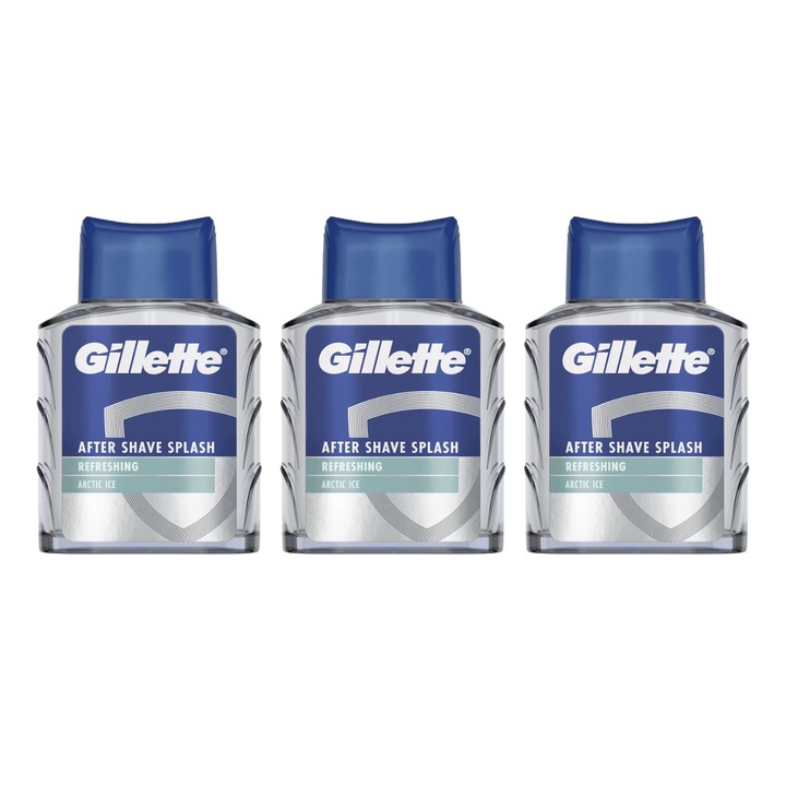 Set 3 x Gillette After Shave 100ml Refreshing Arctic Ice, Efect Revirgorant, Formula Hidratanta, Fara Alcool, Hipoalergenic