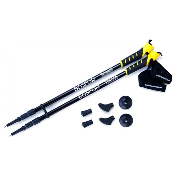 Nordic Walking túrabotok, Evolution, alumínium, 67-135 cm, fekete/sárga