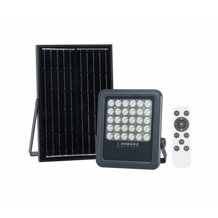 Proiector led SMD cu Panou Solar si telecomanda, IP65, 100W, 6500k, lumina rece, autonomie 35.000 ore