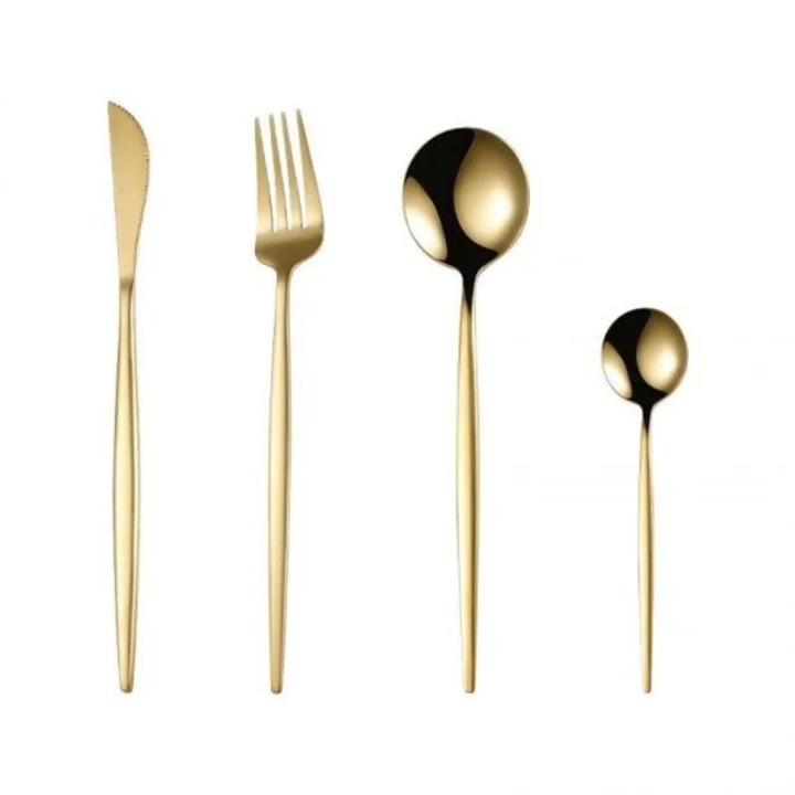 Set tacamuri 24 buc aurii din inox