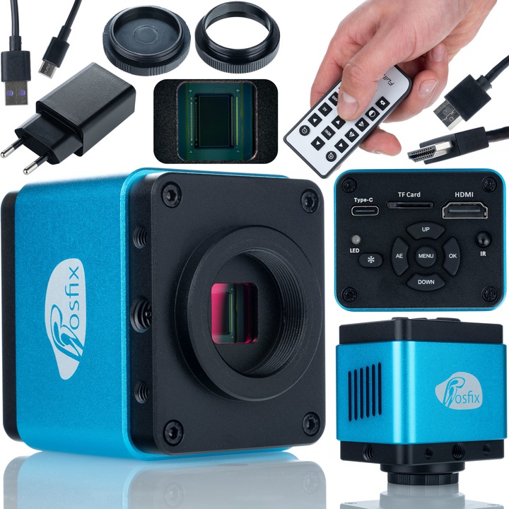 Микроскопска камера Rosfix Planets PRO, резолюция 8.29MP, HDMI 4K, USB-C, метална, 58x48x65mm