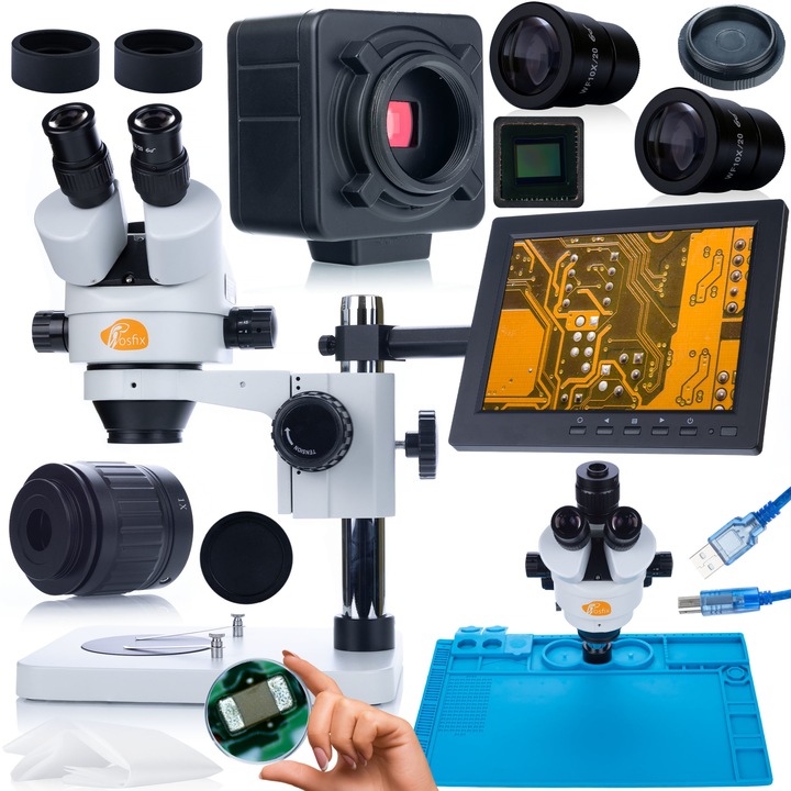 Комплект микроскопи Rosfix, HDMI/USB, 56xLED, 8"
