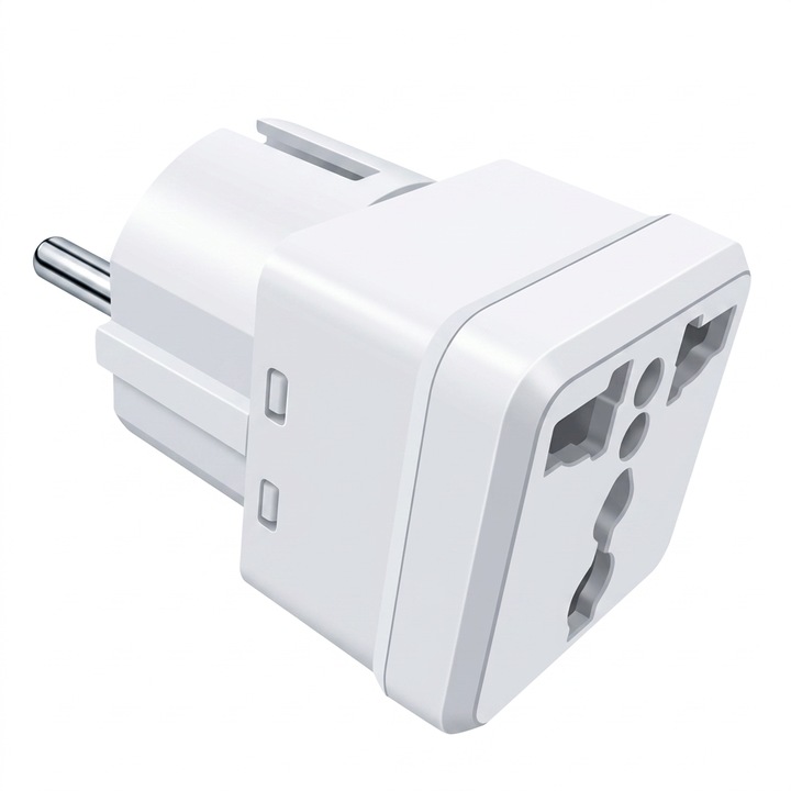 Adaptor universal priza DE-PA, stecher european Schuko, intrare universala euro/american/englezesc, 16A, 250V, alb