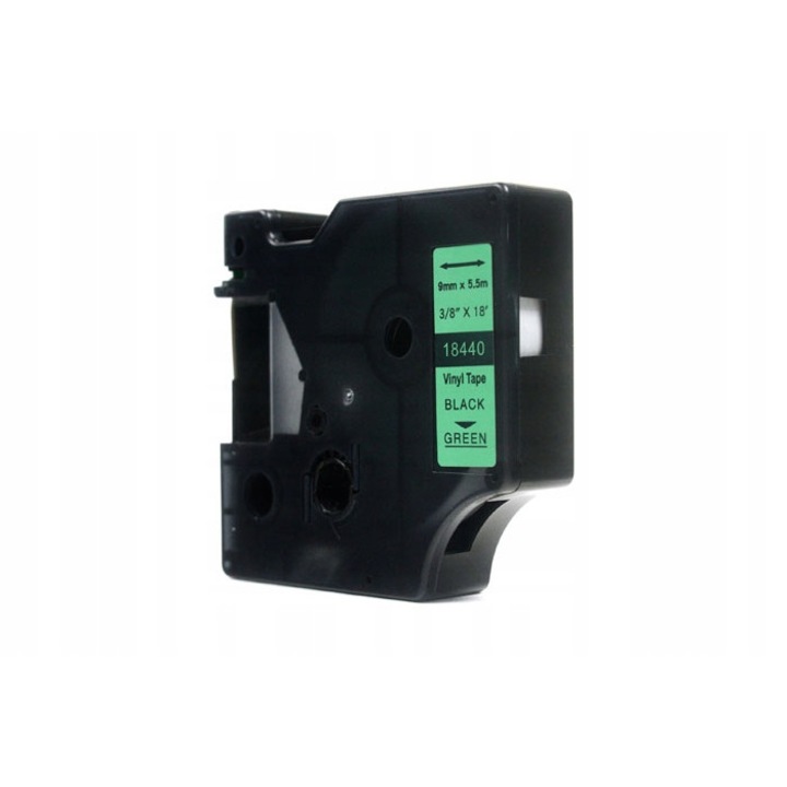 JetWorld Dymo Rhino csere szalag, fekete zöld alapon 9 mm x 5.5 m vinil