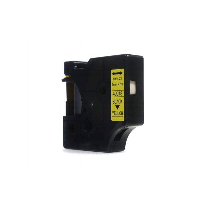 JetWorld Dymo D1 címkézőszalag, fekete sárga alapon, 9mmx7m