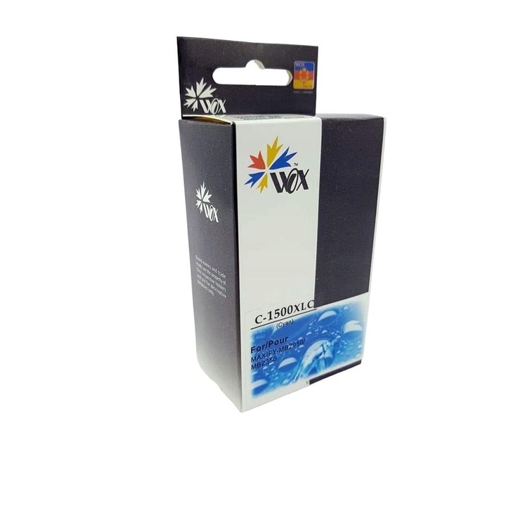 Wox tintasugaras nyomtatópatron CANON PGI-1500XLC-hez, ciánkék