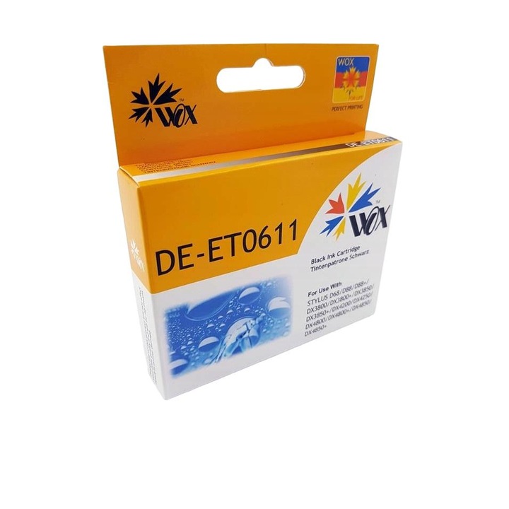 Wox tintasugaras nyomtatópatron, kompatibilis EPSON T0611, fekete