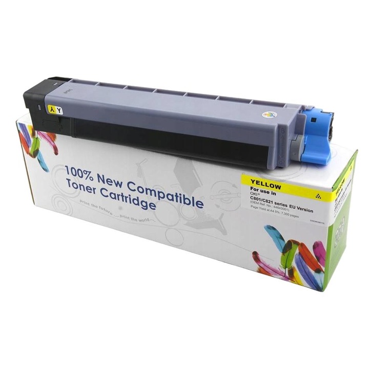 Cartus Toner Cartridge Web compatibil OKI C801/C821, galben, 7300 pagini
