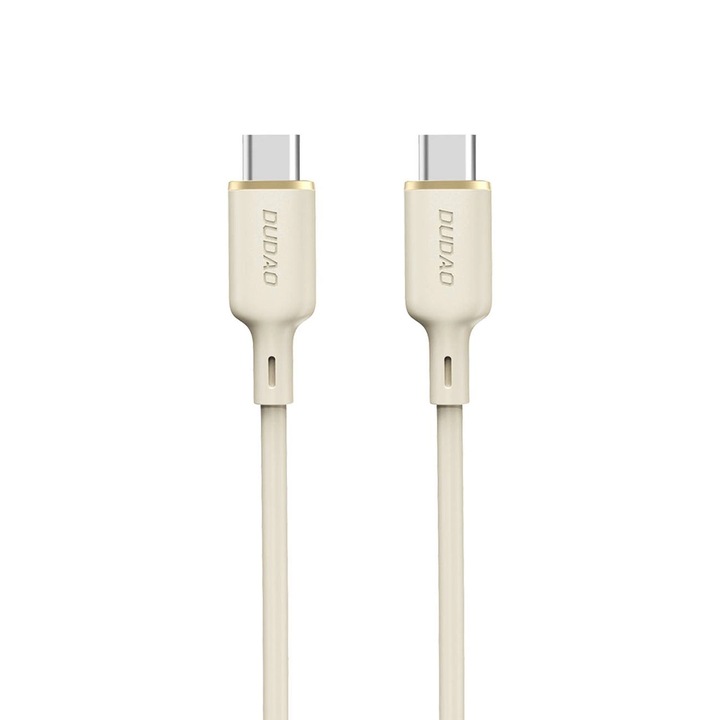 Telefon adatkábel, Dudao, USB-C - USB-C, 100W, 1m, Bézs