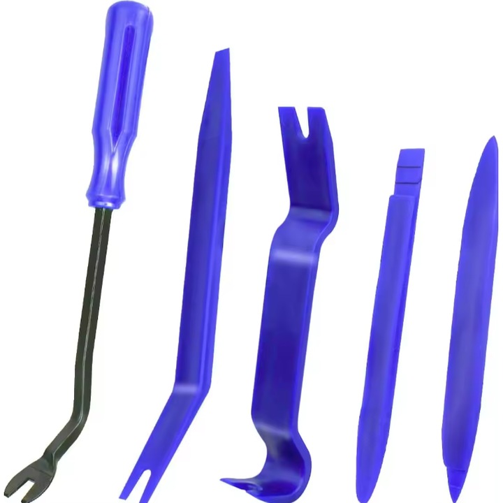 Kit Unelte Profesionale/Scule pentru Demontare Tapiterie Auto din 5 Piese, Albastru