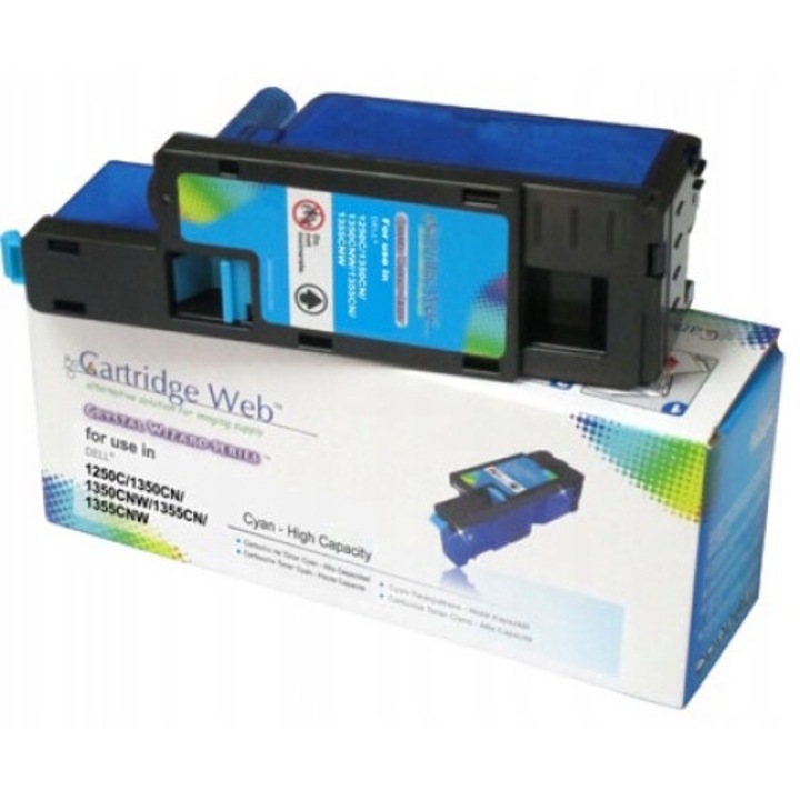 Cartus Toner Cartridge Web Cyan, compatibil Dell 1350, 1400 pagini, Cyan