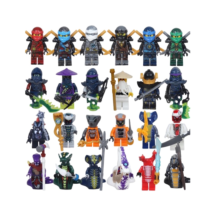 24 darabos készlet, Phantom Ninja sorozatból, NUODWELL, Különféle összeszerelési lehetőségek, Élénk színek, Motoros készségek, képzelet, kézügyesség, logikus gondolkodás fejlesztése, Oktató játékok gyerekeknek, ABS, Multicolor