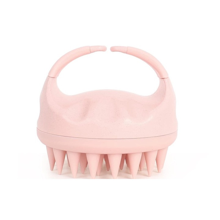 Fürdőszivacs fejmasszázshoz, szilikon hámlasztó, rózsaszín, minden hajtípusra