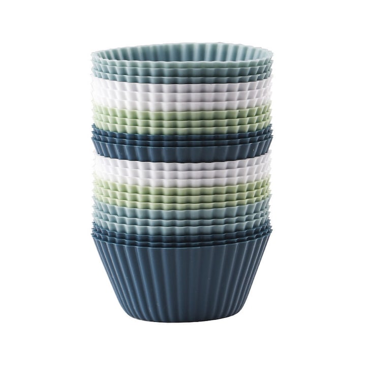 24 db szilikon tortaforma készlet, újrafelhasználható, tapadásmentes, többszínű, standard