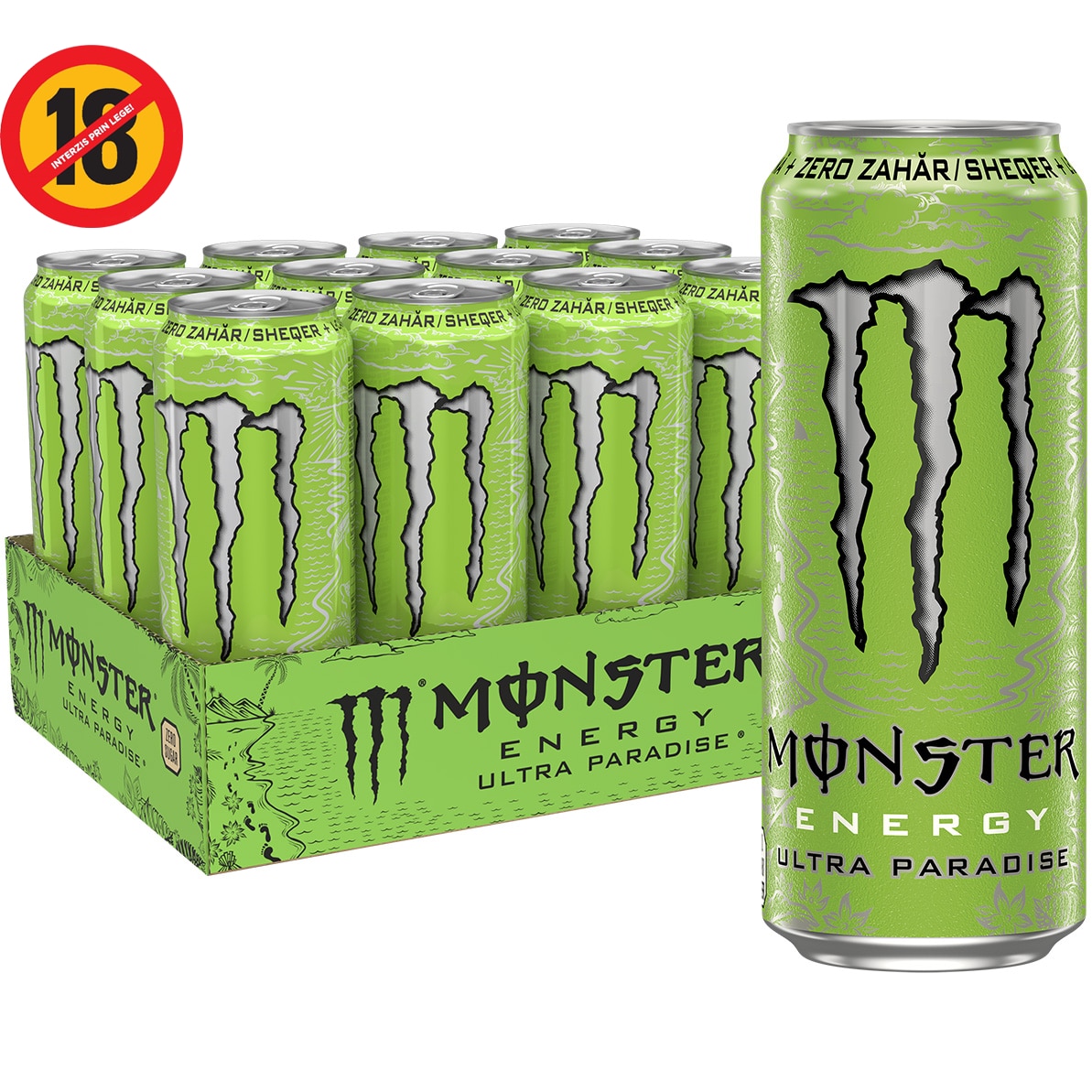 Monster Ultra Paradise Zero Zahar, Bautura energizanta, Doza, 12 x