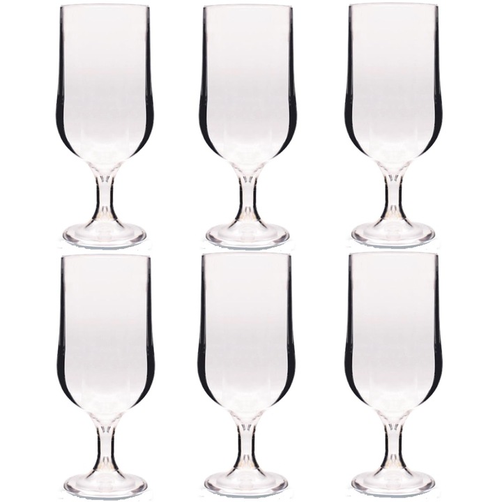 Set 6 pahare bere cu picior RAKI, 370ml, D6, 8xh18cm, policarbonat