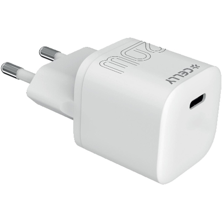 Incarcator retea Celly pentru iPhone, PowerDelivery 20W, 1 port USB-C (nu include cablu)