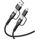 Cablu de date 4 in 1 Celly, Power Delivery 60W, USBA-TypeC-Lighttning-TypeC, 2metri, Negru