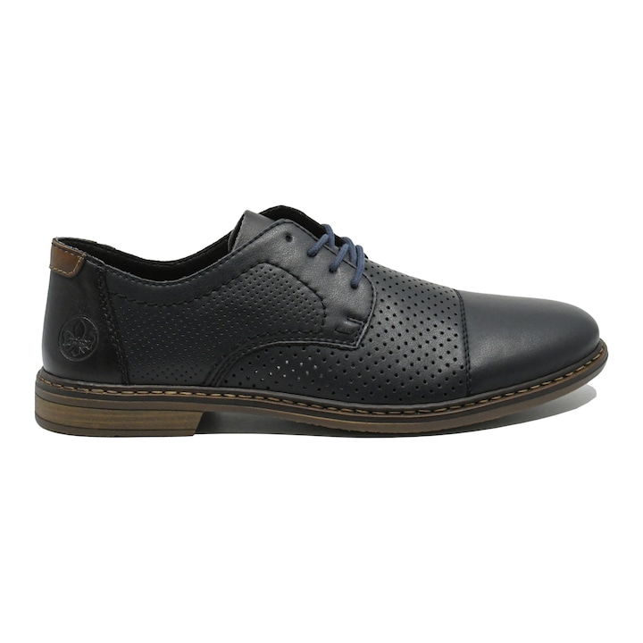 Pantofi office Rieker bleumarin din piele naturala cu perforatii RIK13431-14, Bleumarin