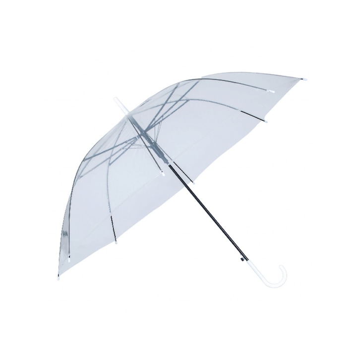 PrzydaSie.pl прозрачен чадър, автоматичен, извита дръжка, 93 см