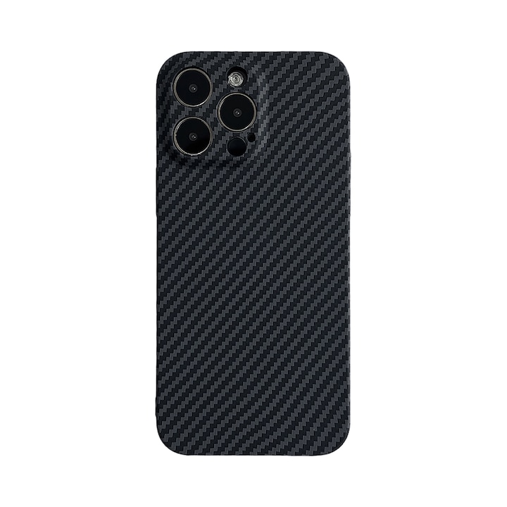 Telefontok, védő, kompatibilis az iPhone 15 pro-val, Kevlar modell szénszálas, ultra vékony, Ultra Safe Camera, MagSafe kompatibilis, Fekete