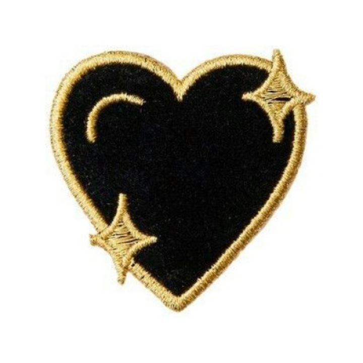 Petic textil Inima Neagra, 7 cm, INOVATIX