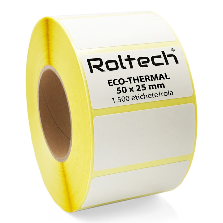 Rola etichete termica ROLTECH®, 50 x 25 mm, 1500 etichete/rola
