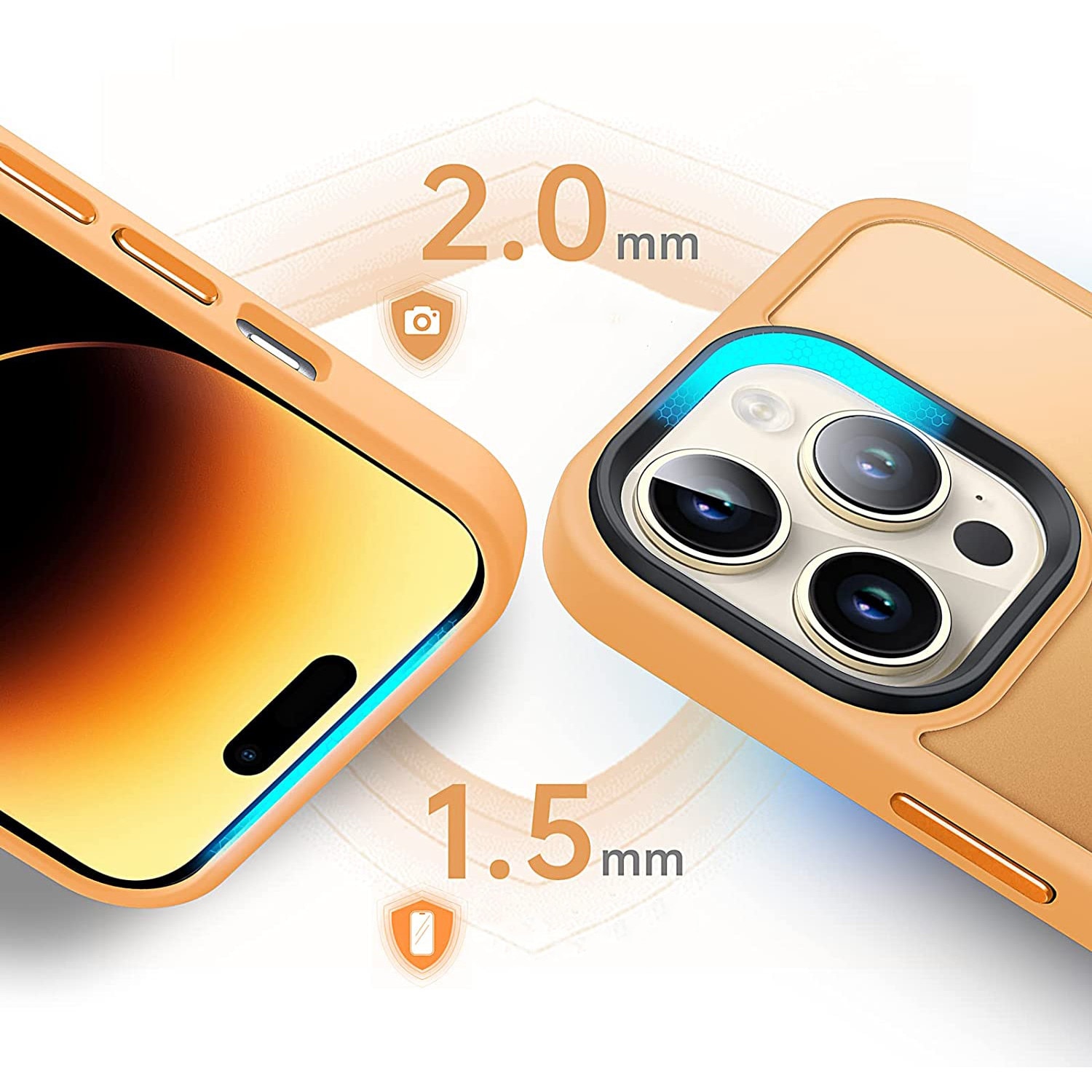 Husa de protectie pentru Iphone 12/12 Pro, compatibila Magsafe, Hybrid, Antisoc, Orange