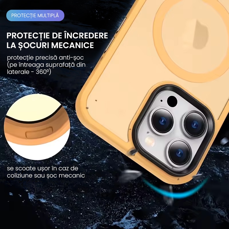Husa de protectie pentru Iphone 12/12 Pro, compatibila Magsafe, Hybrid, Antisoc, Orange
