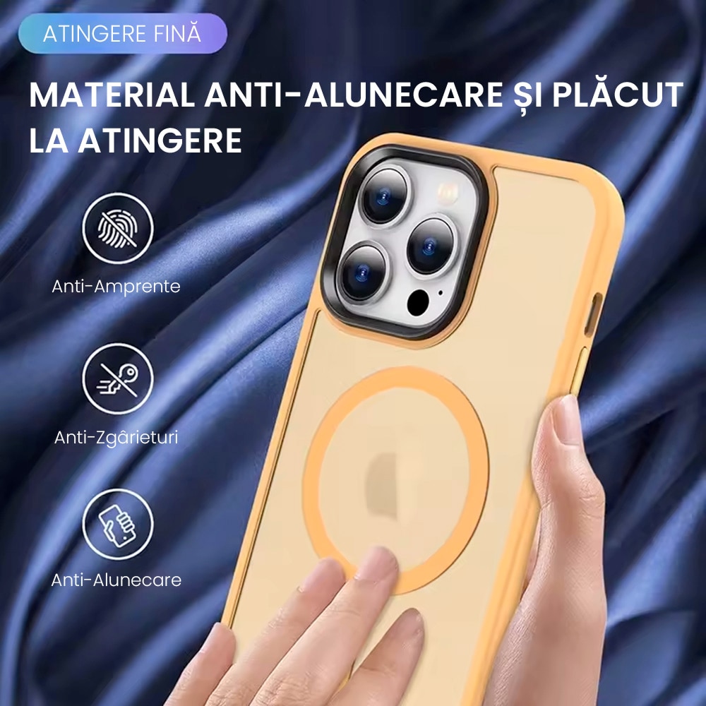 Husa de protectie pentru Iphone 12/12 Pro, compatibila Magsafe, Hybrid, Antisoc, Orange