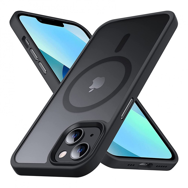 Husa de protectie pentru Iphone 13, compatibila Magsafe, Hybrid, Antisoc, Black