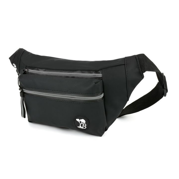 Beltimore sporttáska, vízálló, 3 zsebes, fekete, 30x15x8cm