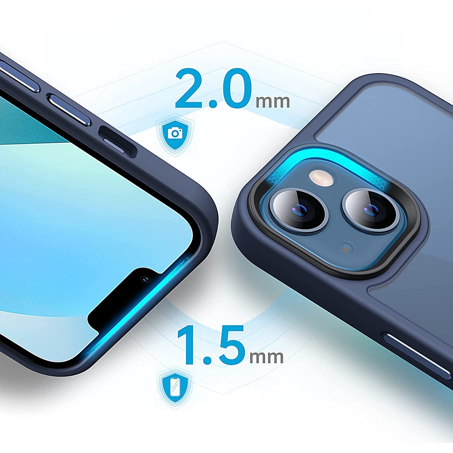 Husa de protectie pentru Iphone 14, compatibila Magsafe, Hybrid, Antisoc, Dark Blue
