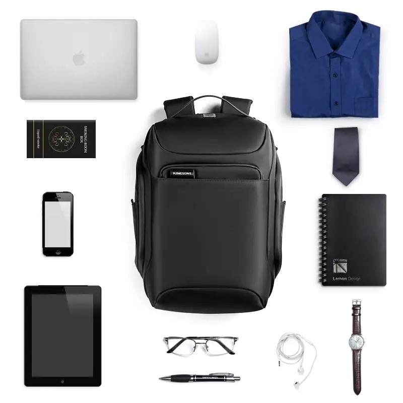 Rucsac laptop 15.6", business, impermeabil, cu port incarcare USB, KINGSONS, 30x22x50 cm, Negru