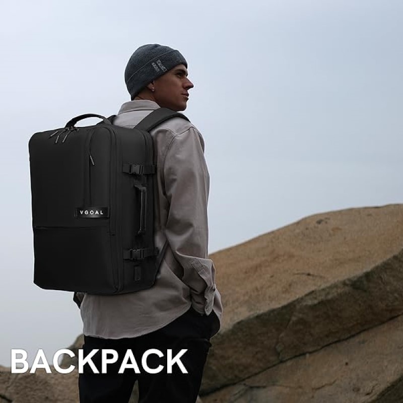 Rucsac laptop 17", pentru calatorii, expandabil pana la 42 L, cu port de incarcare USB, VGOAL, 33x24/29x52 cm, Negru