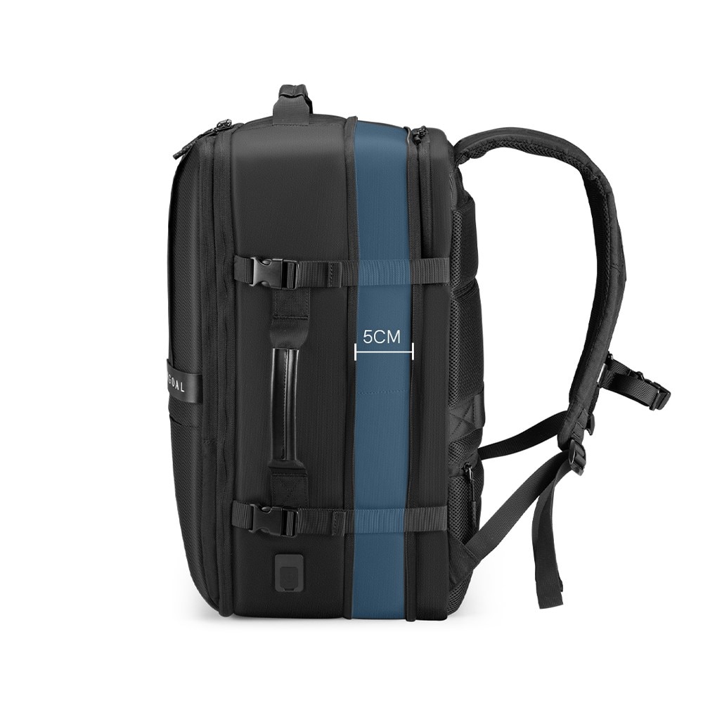 Rucsac laptop 17", pentru calatorii, expandabil pana la 42 L, cu port de incarcare USB, VGOAL, 33x24/29x52 cm, Negru