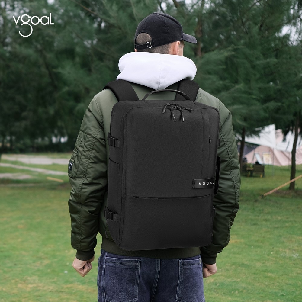 Rucsac laptop 17", pentru calatorii, expandabil pana la 42 L, cu port de incarcare USB, VGOAL, 33x24/29x52 cm, Negru