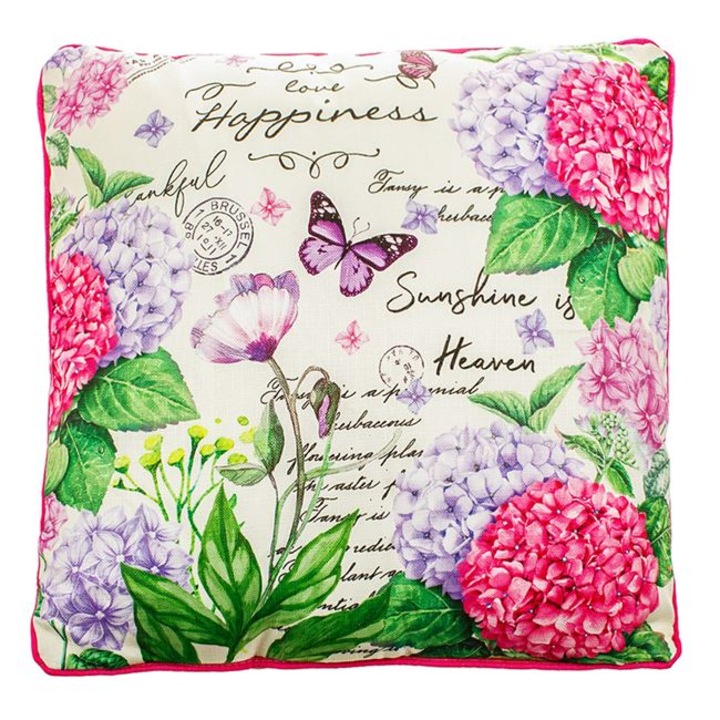Perna Decorativa de Vara Bej Floral Fluturi