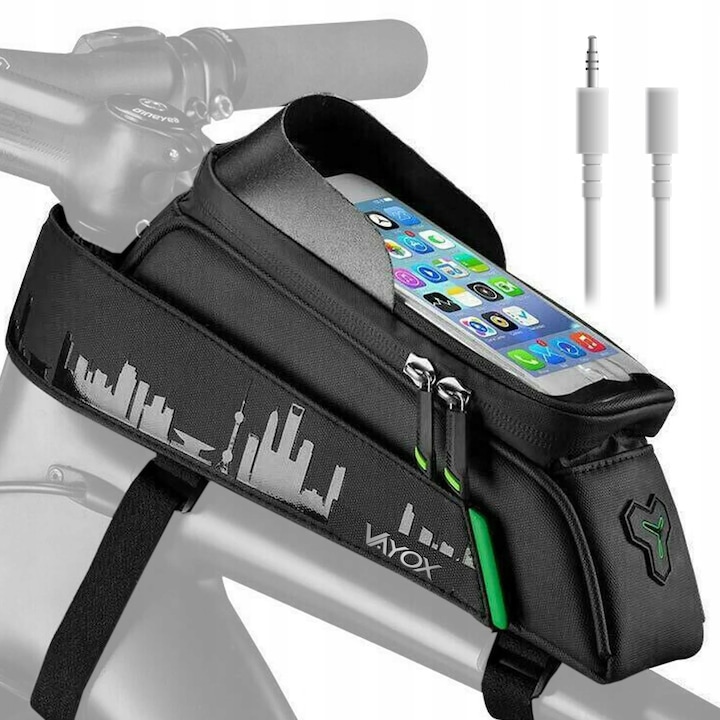 Geanta pentru biciclete cu ghidon Vayox VA0170, 1.5L, caz smartphone, fund intarit, Negru