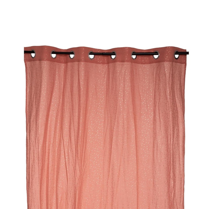 Set de 2 perdele copii, 140 x 250 cm, roz teracota, cu inimioare