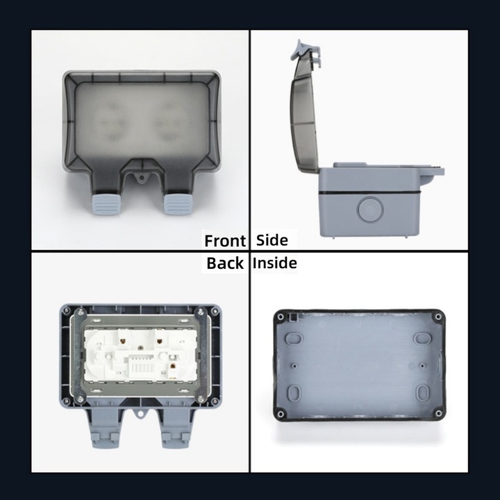 Kültéri konnektor, ABS, dupla, IP66, 168x110x100 mm, szürke/fehér